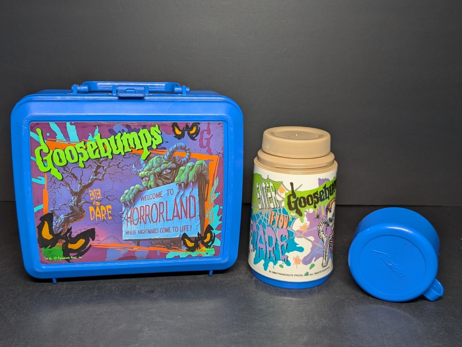 Vintage 1990s Goosebumps Plastic Lunchbox Welcome to Horrorland With Thermos 