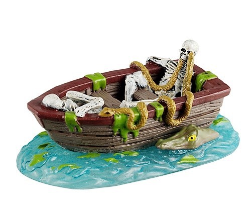 Lemax Lost In The Lagoon #52508 BRAND NEW slimy rowboat skeleton alligator