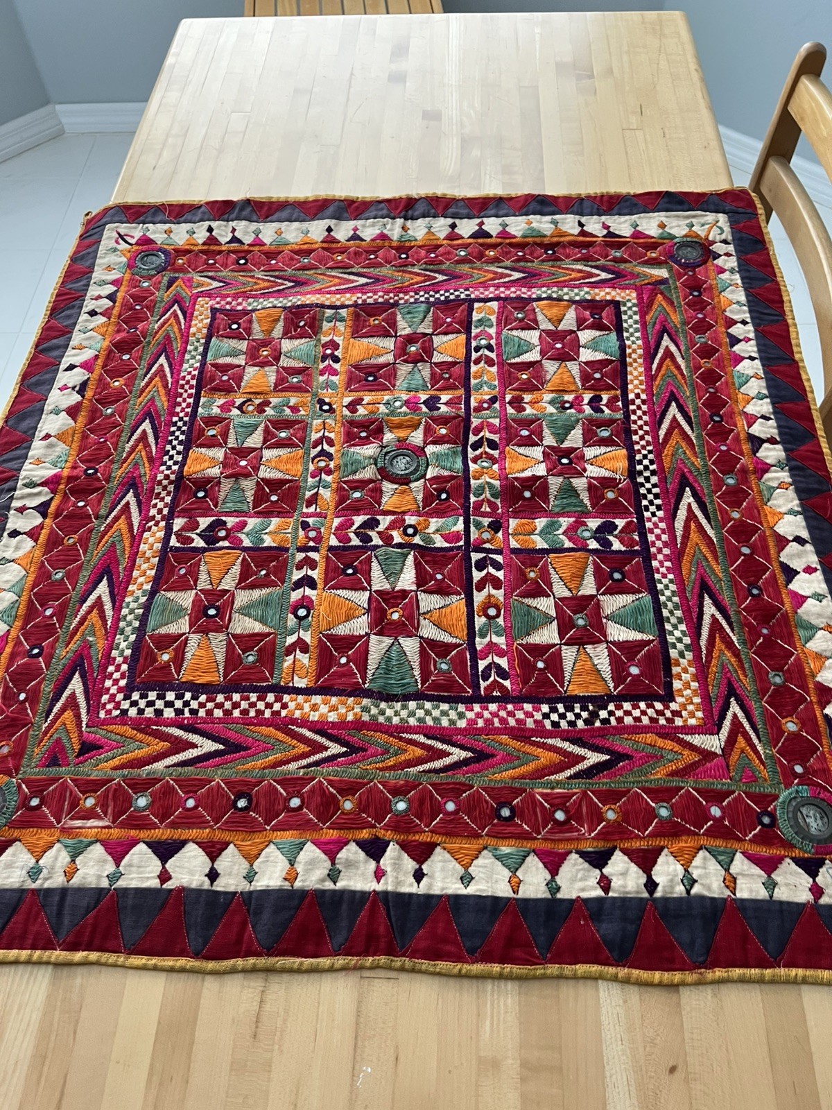 Banjara boho Gypsy hippie India Rabari vintage embroidery wall hanging 32x33