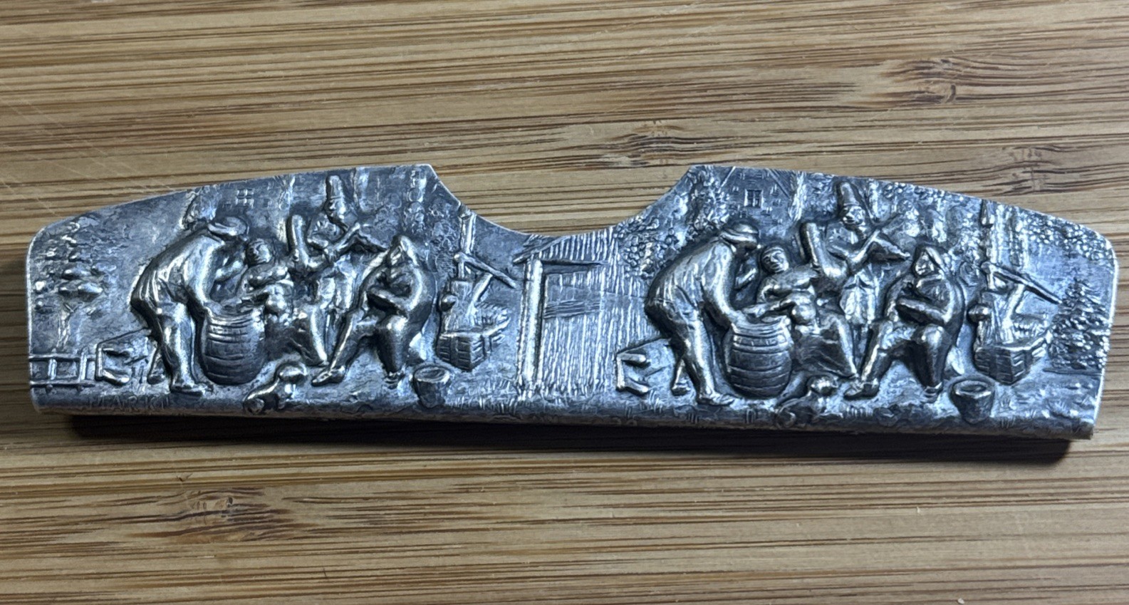 Denmark Tortoise Comb Case Tavern Scene Brewery Party Bar Keg Dog Antique Art 