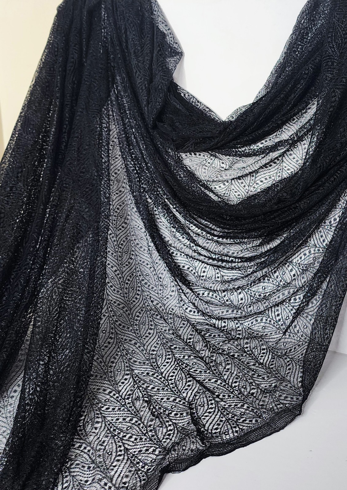 Vintage Klauber Brothers Black Lace Fabric 59/61