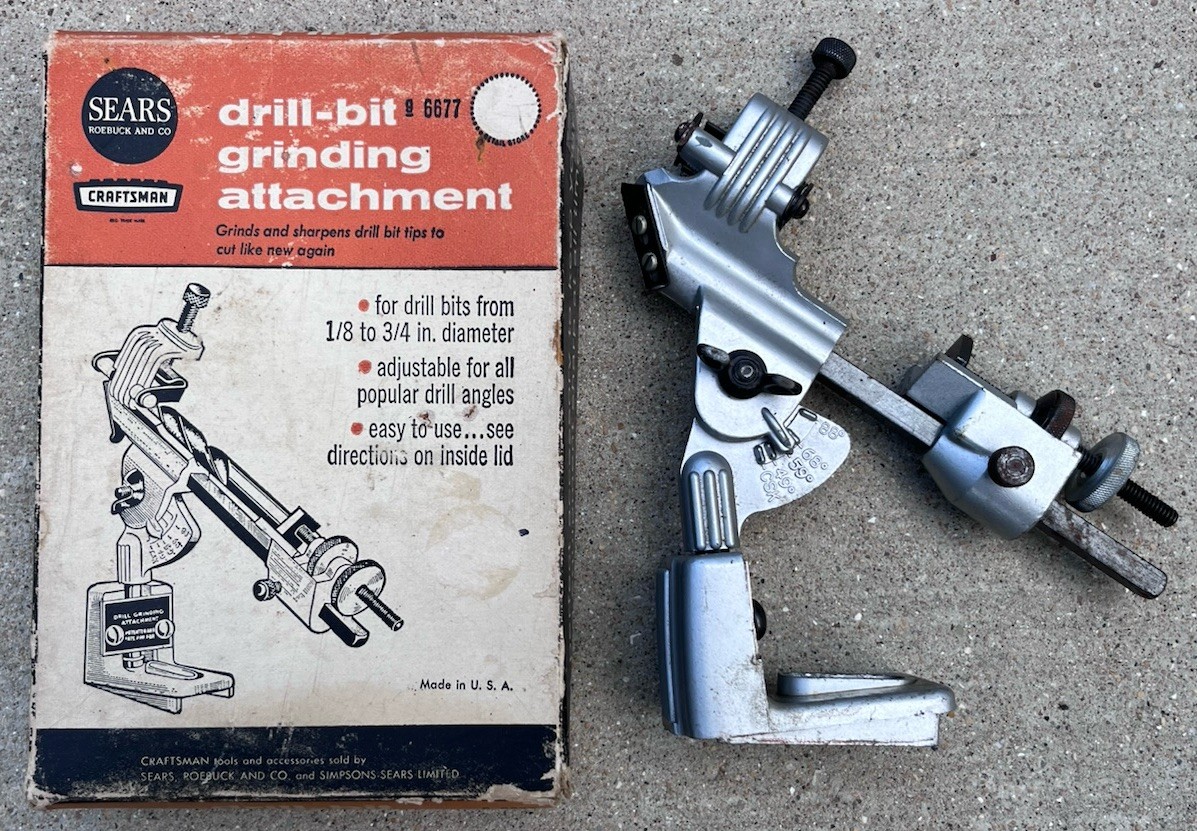 VTG Sears Craftsman Drill Bit Grinding Attachment 9-6677 w/ Box 