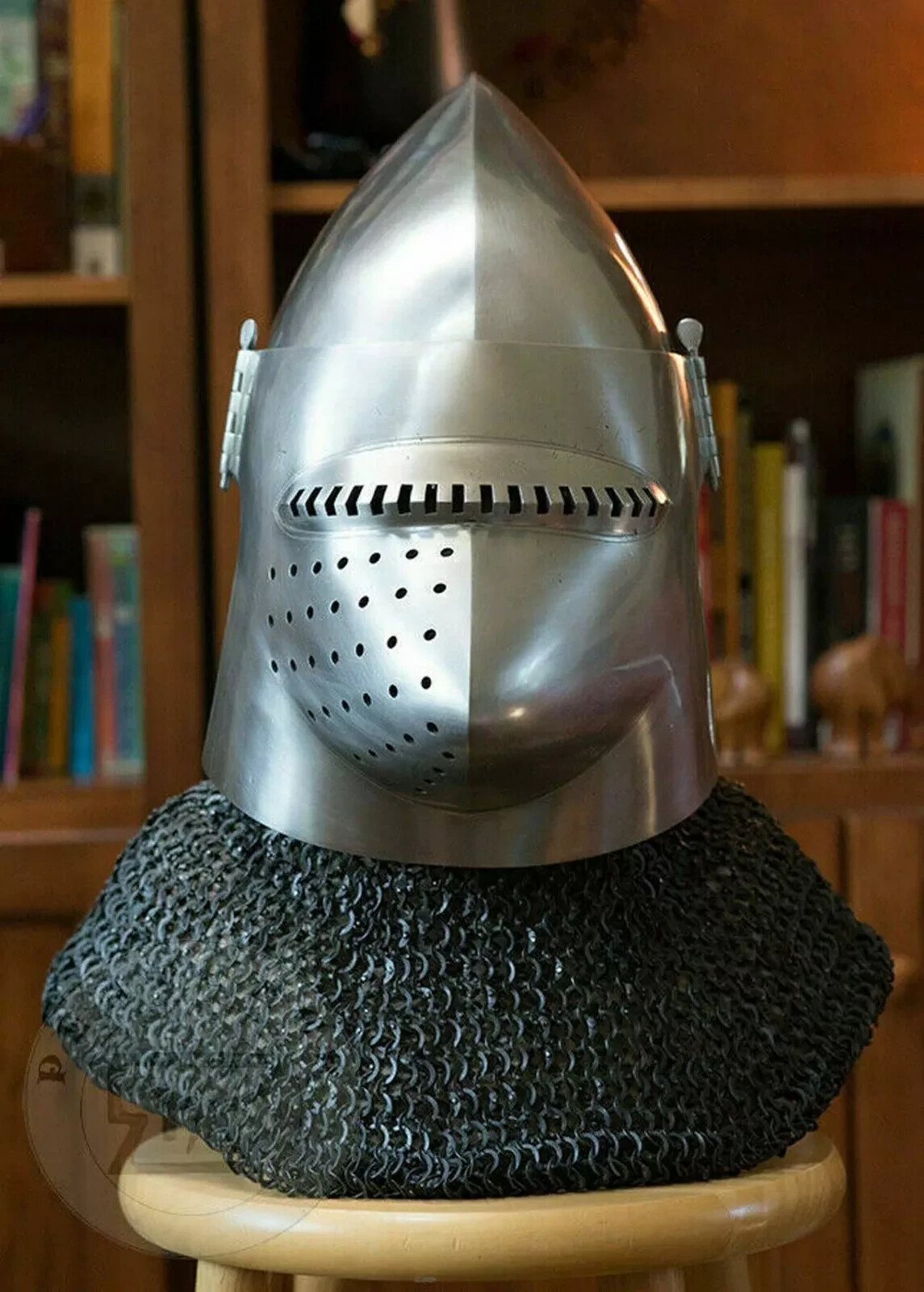 Medieval Churburg Bascinet Helmet, Chainmail Helmet,  14 Gauge Steel Helmet
