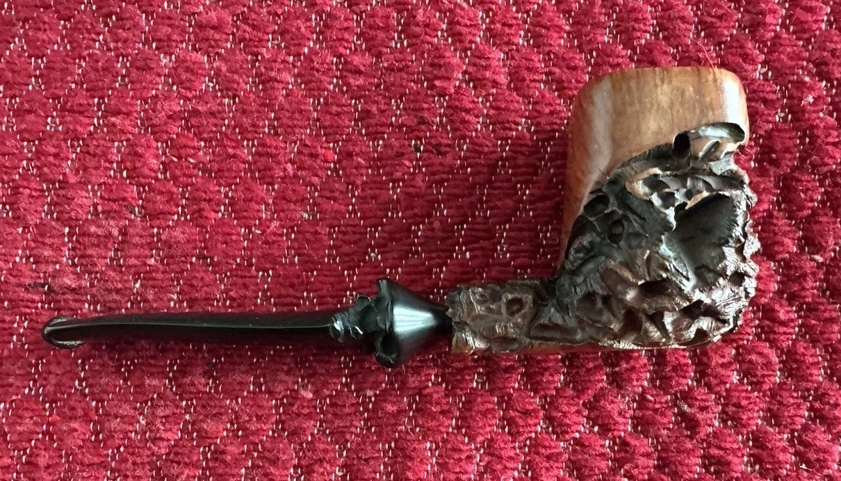 Micoli -Robert Burns Hand Carved Classic Freehand Briar Pipe Vulcanite, Vintage