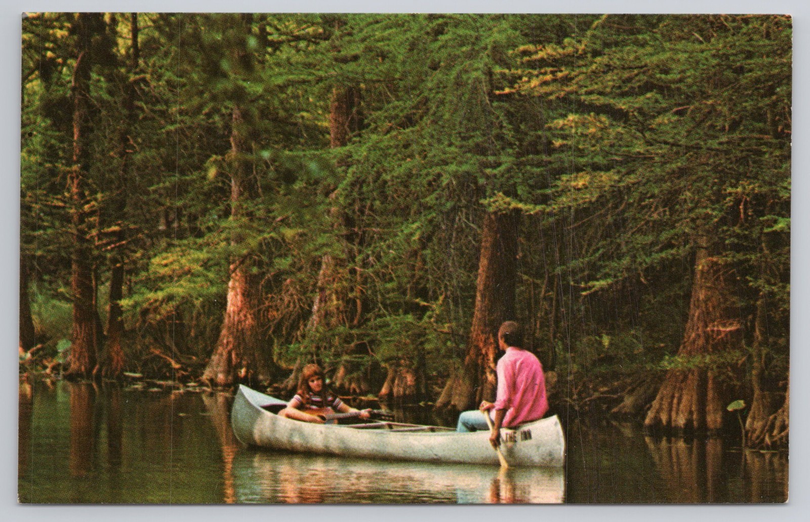 Postcard A familiar Scene along the rivers of the Hill country Of Texas Canoe