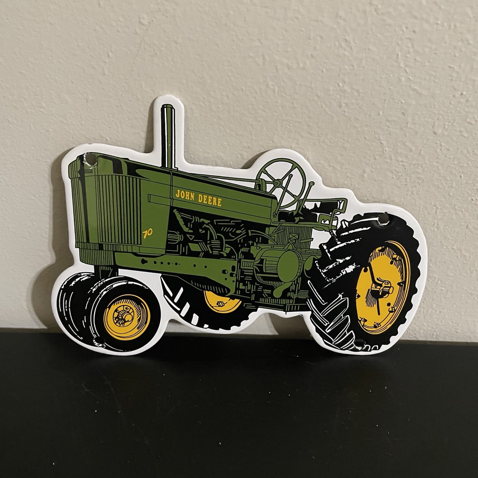 VINTAGE JOHN DEERE GREEN GASOLINE MOTOR OIL PORCELAIN SIGN VINTAGE JOHN DEERE GREEN GASOLINE MOTOR OIL PORCELAIN SIGN