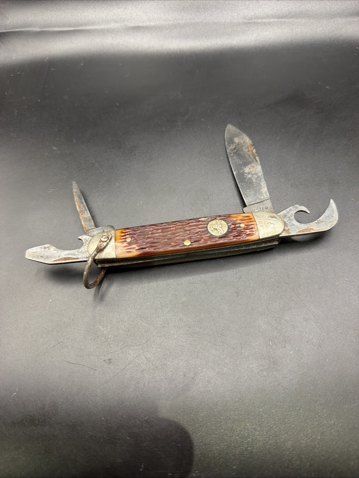 Vintage Ulster USA Boy Scout Pocket Knife Model 1996 4 Blade Camp Patina 1960s