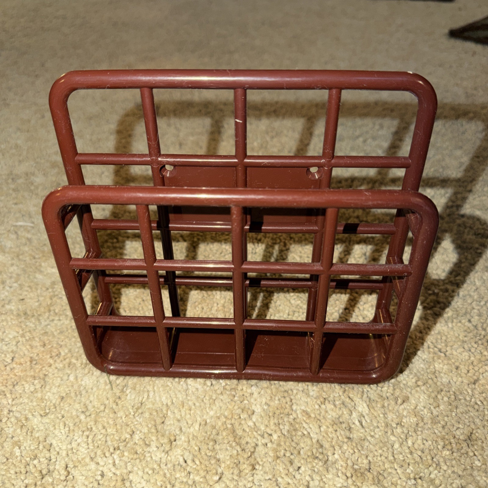 YAFFA Storage Brown Plastic Organizer 1983 MICRO Catch-All Can Be Wall Mounted 