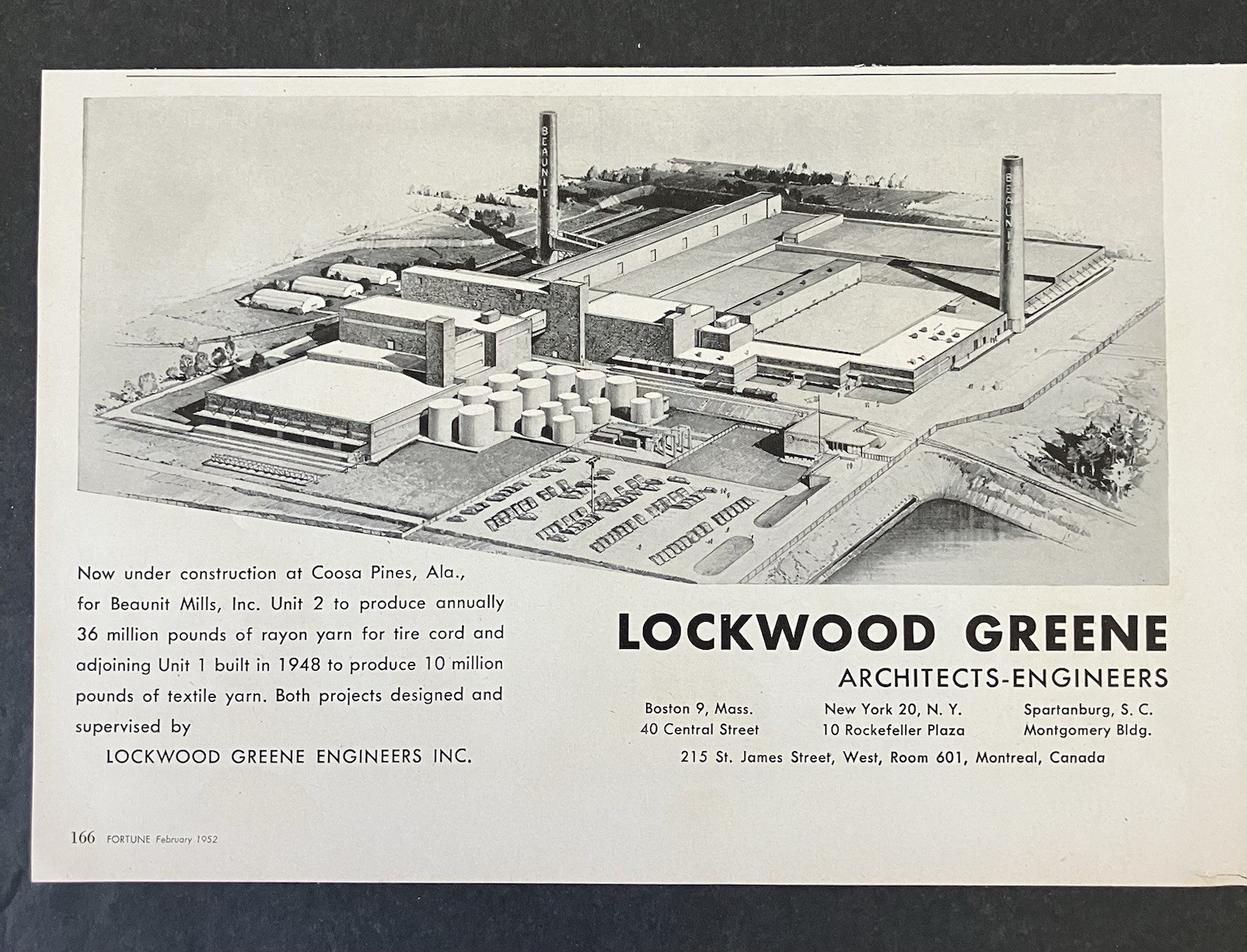 1952 Lockwood Greene Architects Engineers Coosa Pines AK B&W Vintage Print Ad 1952 Lockwood Greene Architects Engineers Coosa Pines AK B&W Vintage Print Ad