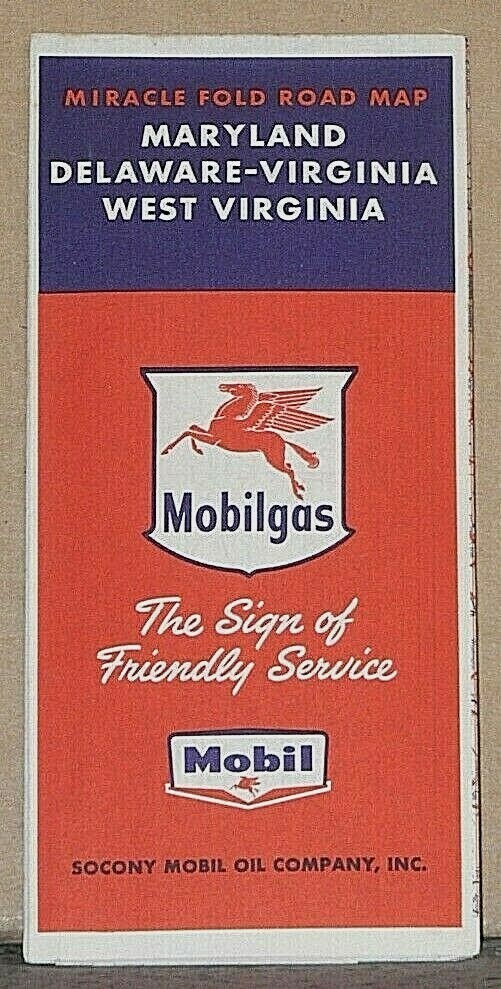 1957 Mobil Road Map of Maryland-Delaware-Virginia-West Virginia 