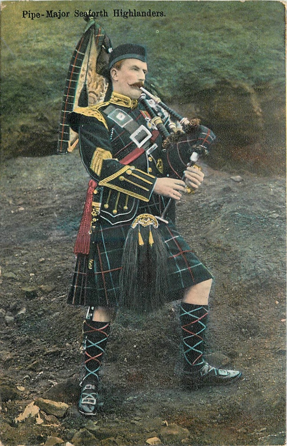 Pipe-Major Seaforth Highlanders Bagpiper Postcard 1909 Military Kilt Scotland Pipe-Major Seaforth Highlanders Bagpiper Postcard 1909 Military Kilt Scotland