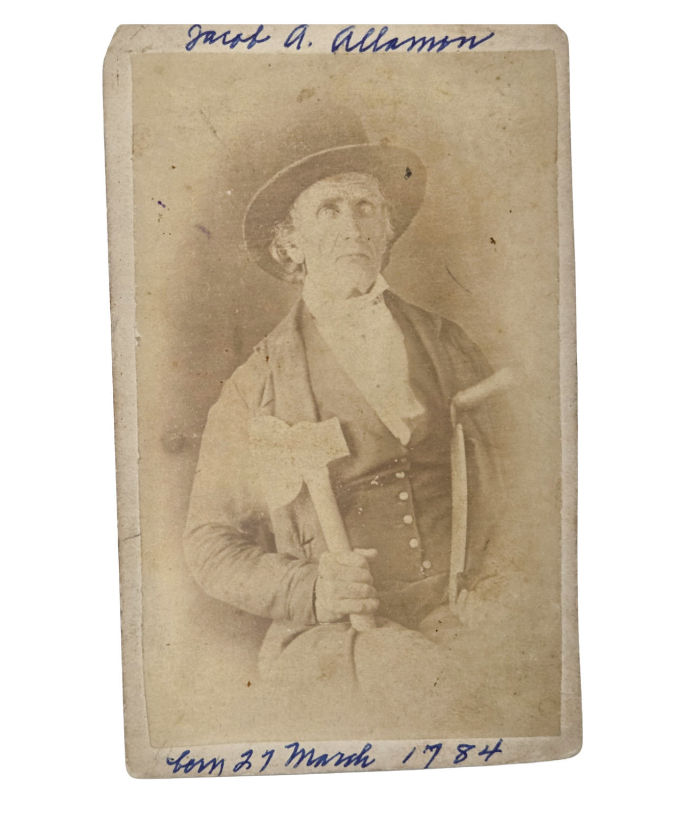 Rare 1860s ID'd Occupational CDV Wagon Maker with Axe Drawknife | Jacob Allamon