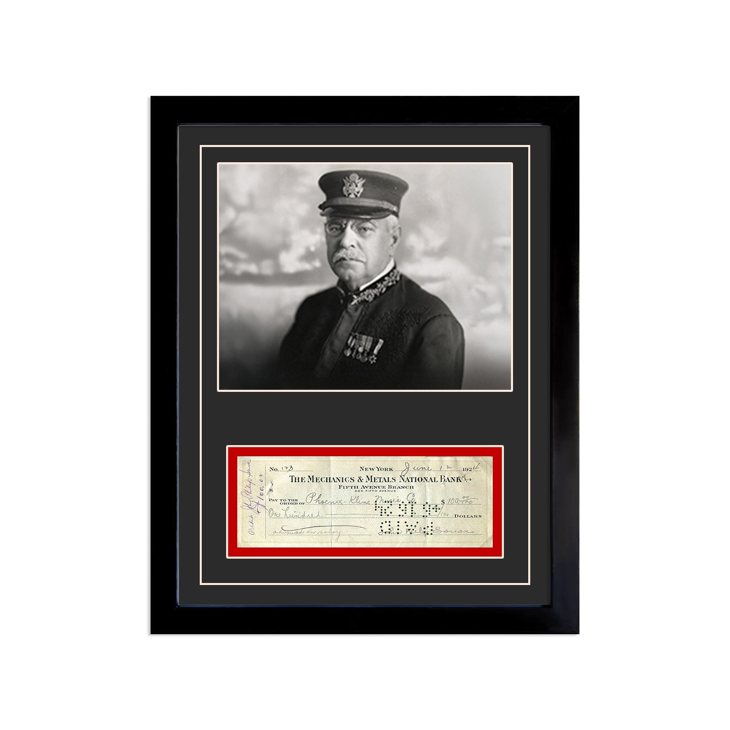 John Phillip Sousa Signed Cancelled Check Framed Display