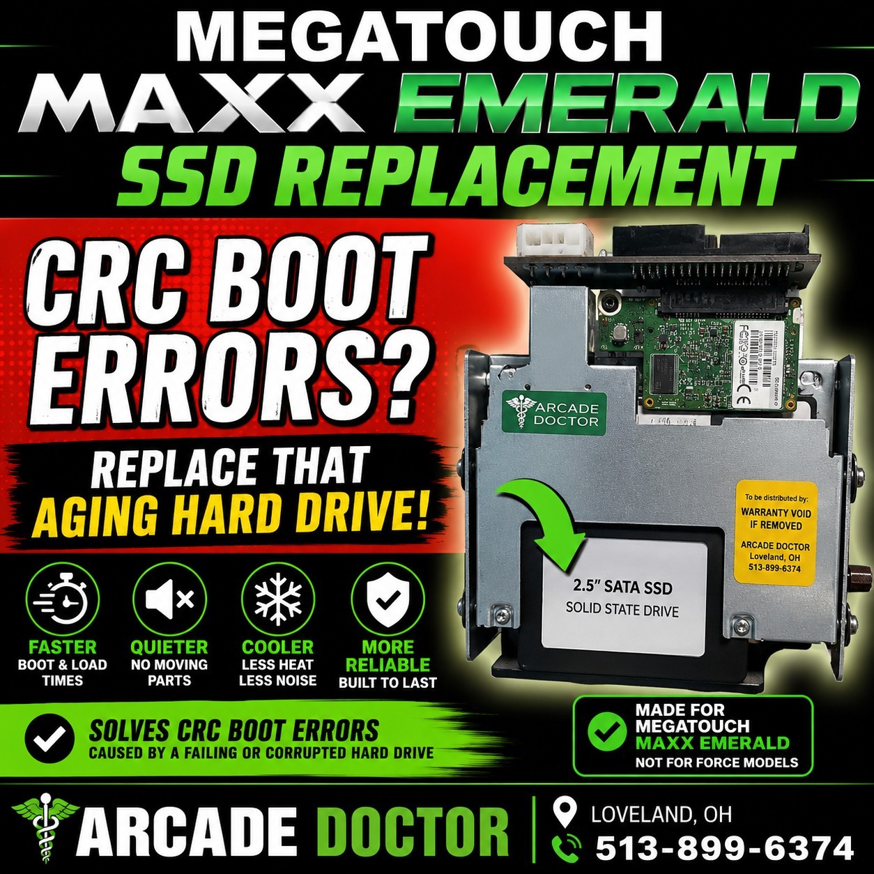 MEGATOUCH MAXX Emerald SSD Hard Drive - Fix CRC Boot Errors