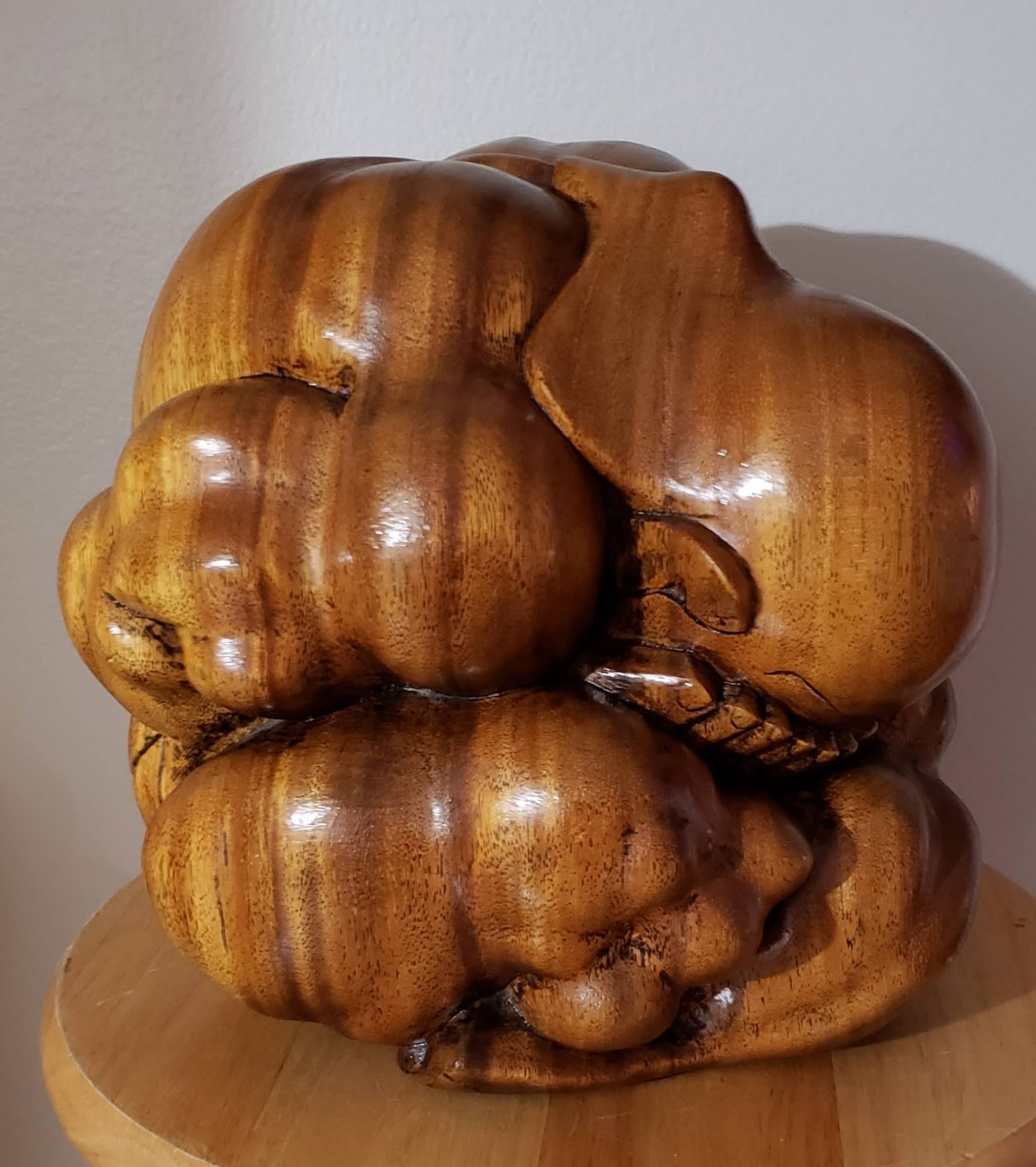 Rare 10LB Monumental Vintage Weeping Budha- Massive 90s Solid Wood Masterpiece Rare 10LB Monumental Vintage Weeping Budha- Massive 90s Solid Wood Masterpiece