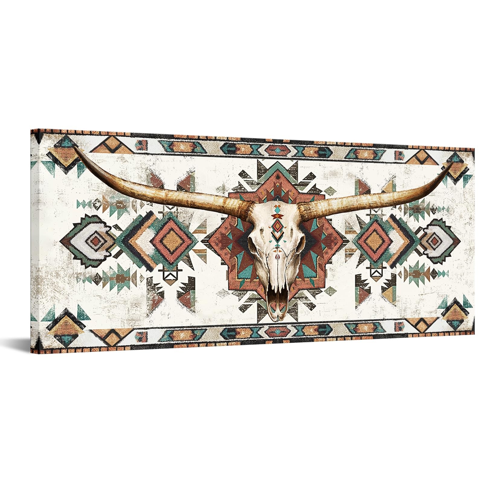 sechars Southwestern Bull Skull Wall Art 20x48 Native American