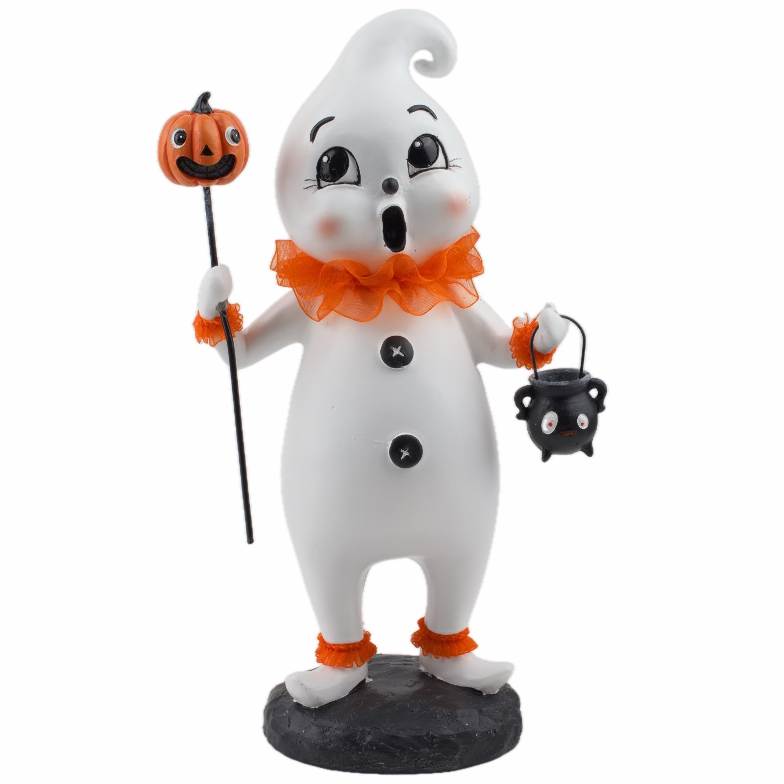 Ghoulish Marching Circus Ghost Halloween Figure Decor White Orange