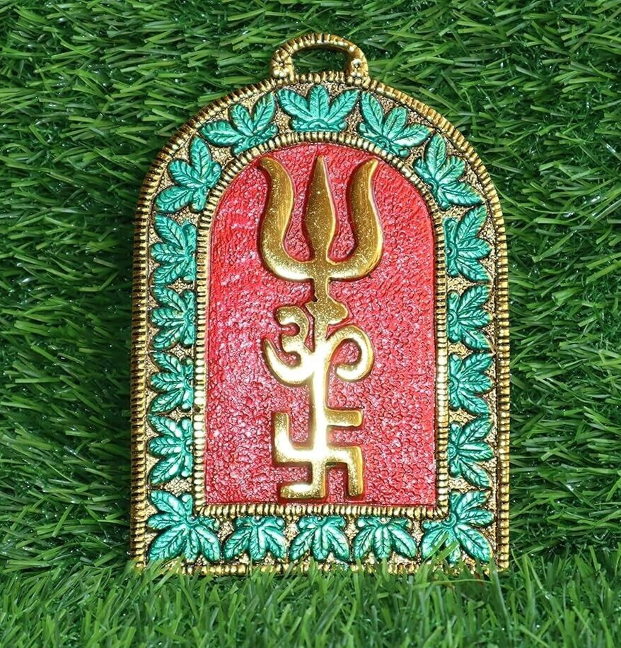 Om Trishul Swastik Trishakti Yantra Door Wall Hanging for Home Office Shops Om Trishul Swastik Trishakti Yantra Door Wall Hanging for Home Office Shops