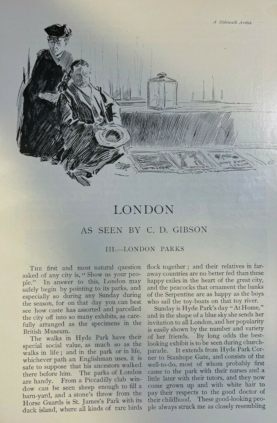 1897 London Parks C. D. Gibson Illustrations