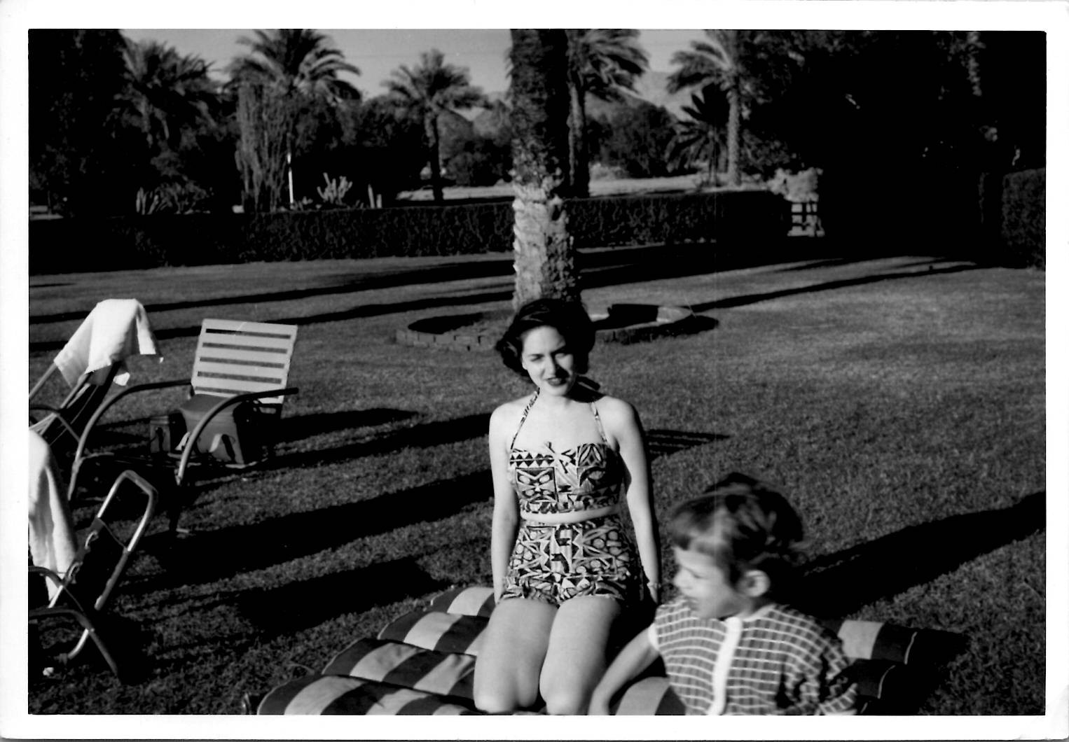 Beautiful Woman Sun Bathing Snapshot Americana Fashion 1950s Vintage Photo