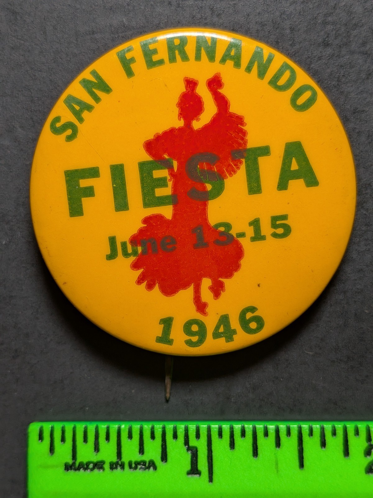 Vintage 1946 San Fernando California Fiesta Pinback Pin