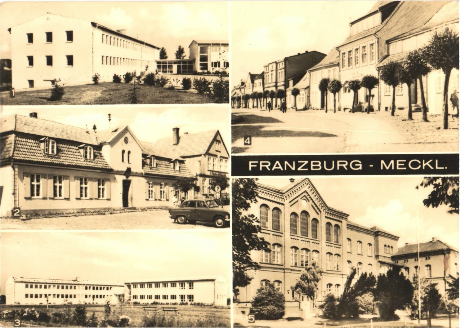 Franzburg Germany Multi-View Town Hall Schools RPPC Postcard 1969 Posted
