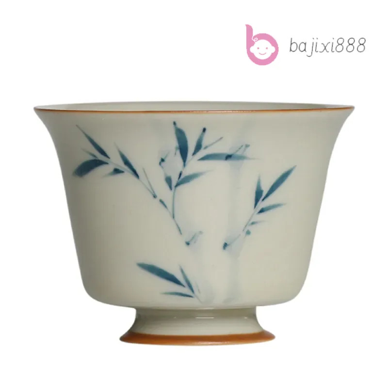 40ml Chinese Ceramic Handpainted Bamboo Tea Bowl Teacup Home Teaware Master Cup