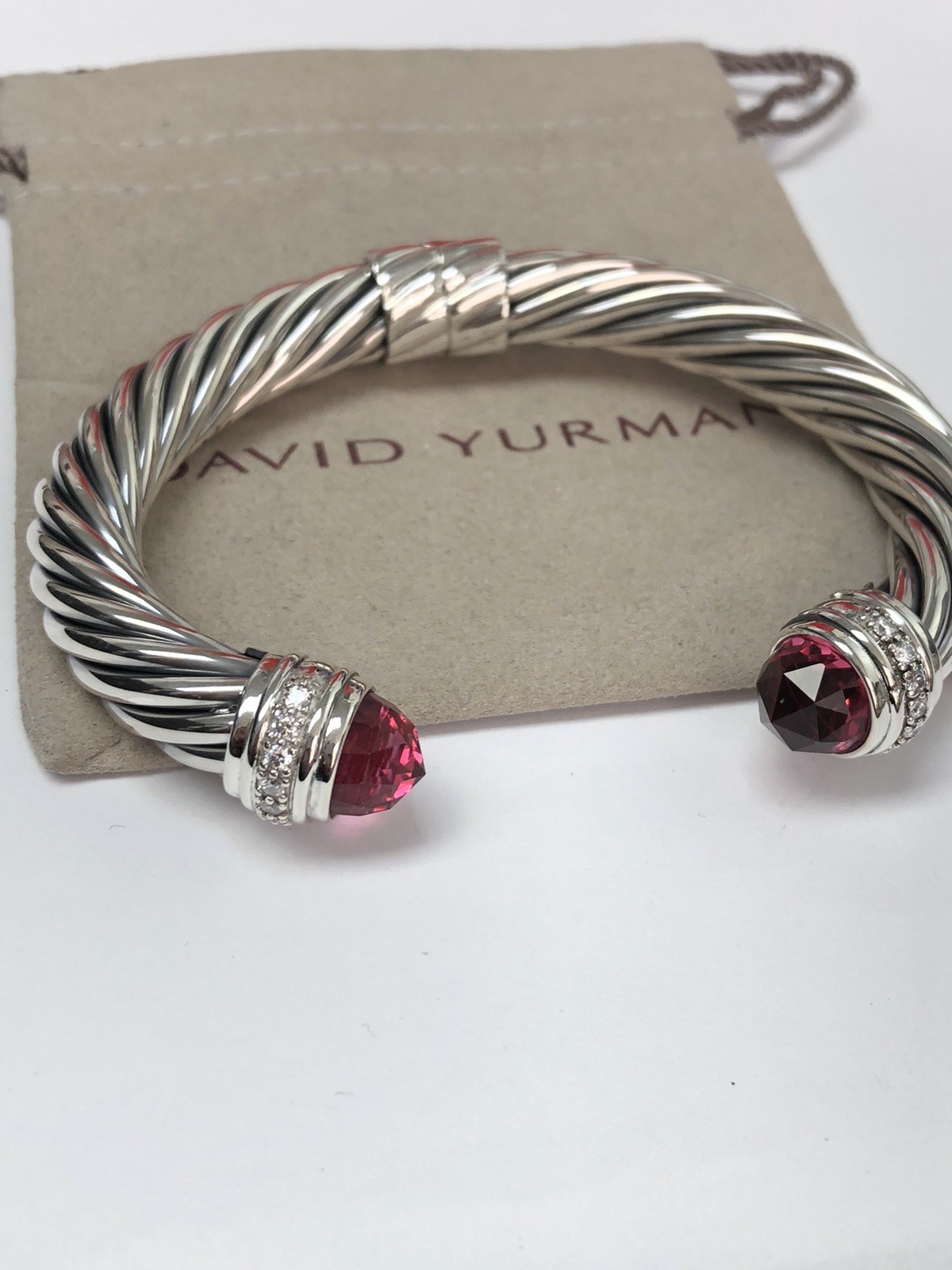 David Yurman 10mm Cable Classics Bracelet 925 Silver Tourmaline & Diamonds David Yurman 10mm Cable Classics Bracelet 925 Silver Tourmaline & Diamonds