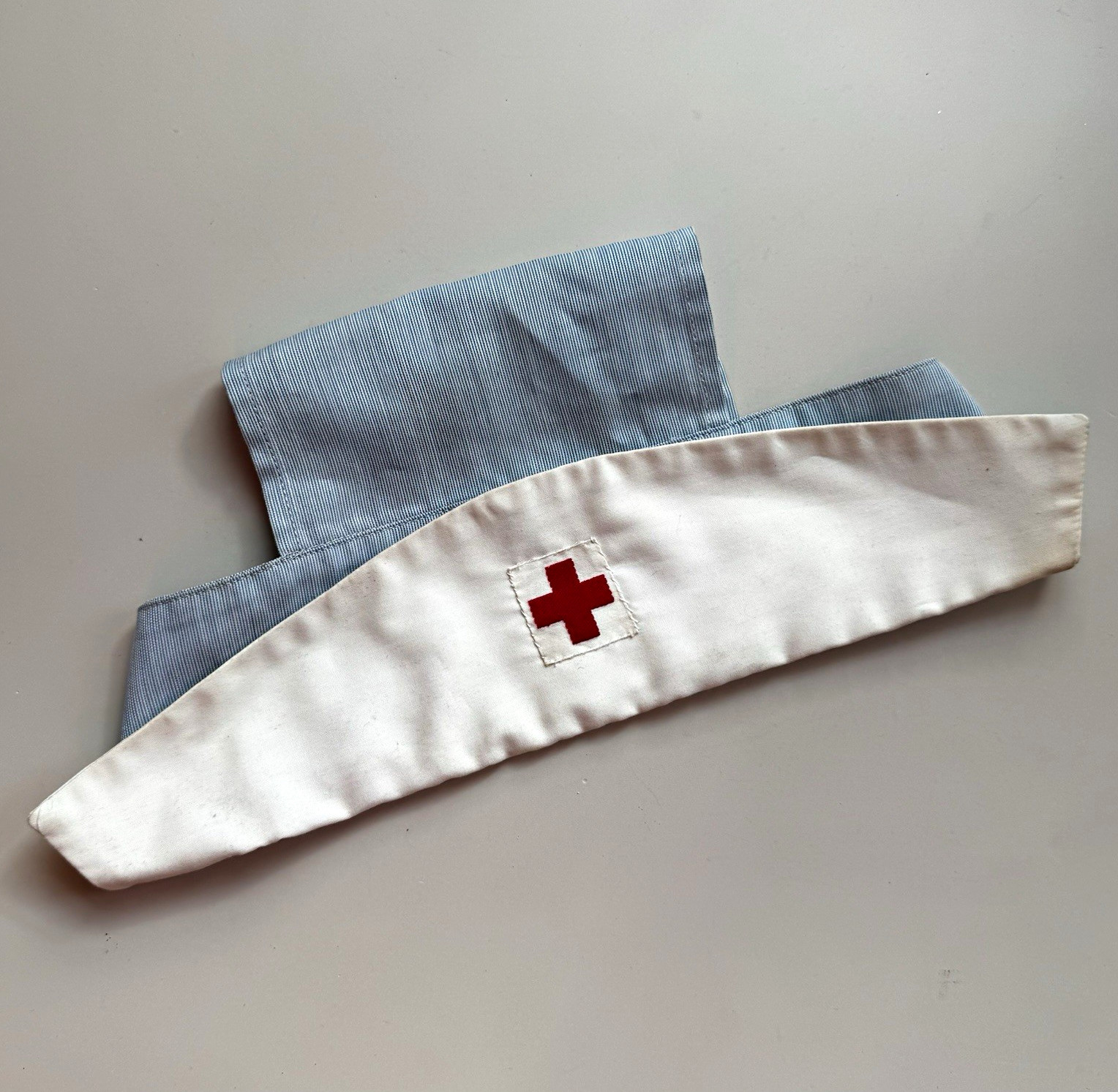 Vintage WWII American Red Cross Volunteer Nurse\'s Cap Light Blue 1940s Medical