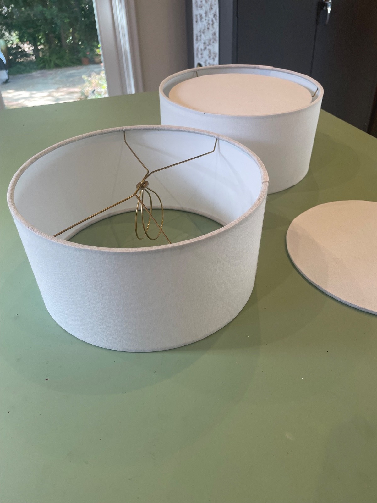 Two Matching Drum Barrel Lamp Shades