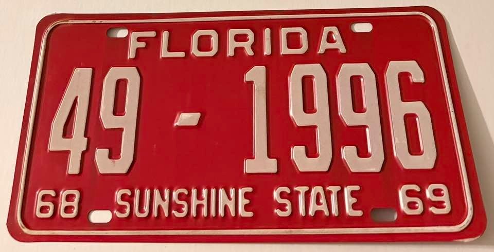 Vintage 1968 1969 Florida License Plate 49 1996 Hendry County Clewiston LaBelle