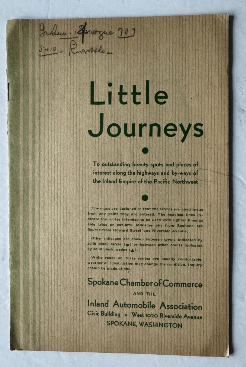 c1940s Spokane WA Travel Booklet Brochure Little Journeys maps Pacific Northwest