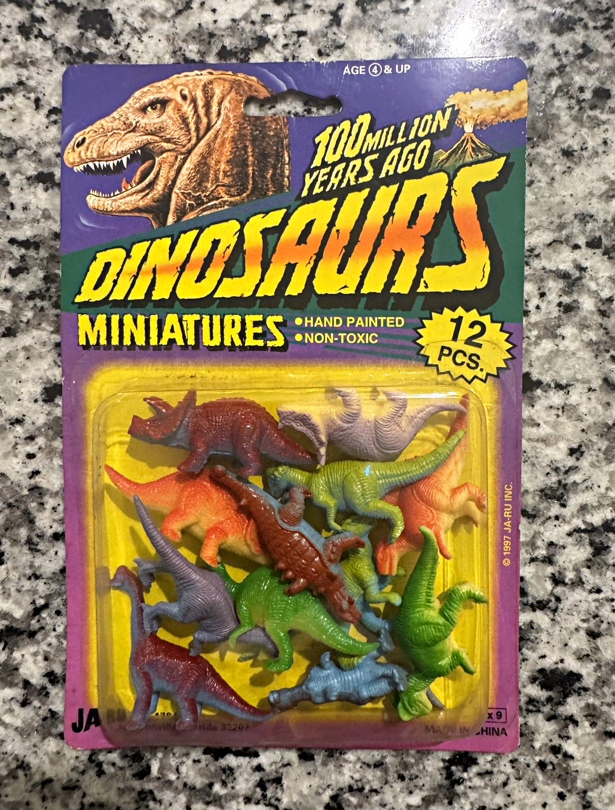 Ja-Ru Hand Painted Dinosaur Figurines Set, 12 Pcs Plastic Miniatures