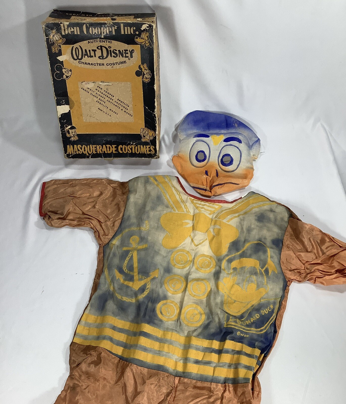 Rare Vintage 1930 40s Ben Cooper Walt Disney Donald Duck Halloween Costume w Box Rare Vintage 1930 40s Ben Cooper Walt Disney Donald Duck Halloween Costume w Box