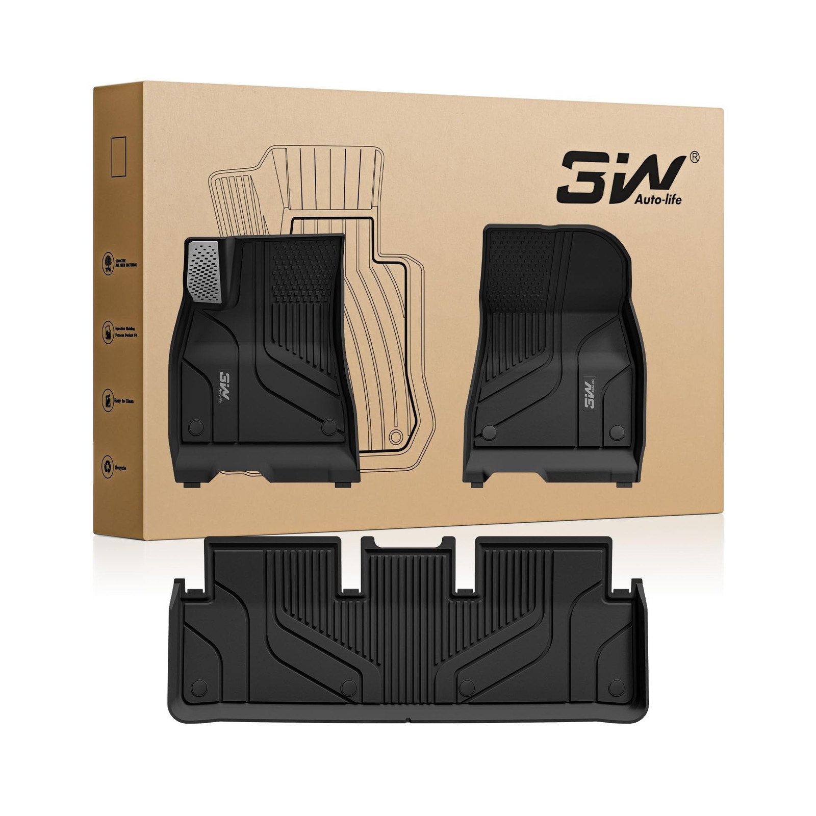 3W Floor Mats for Tesla Model 3 Highland 2024-2026 with Metal Pedal