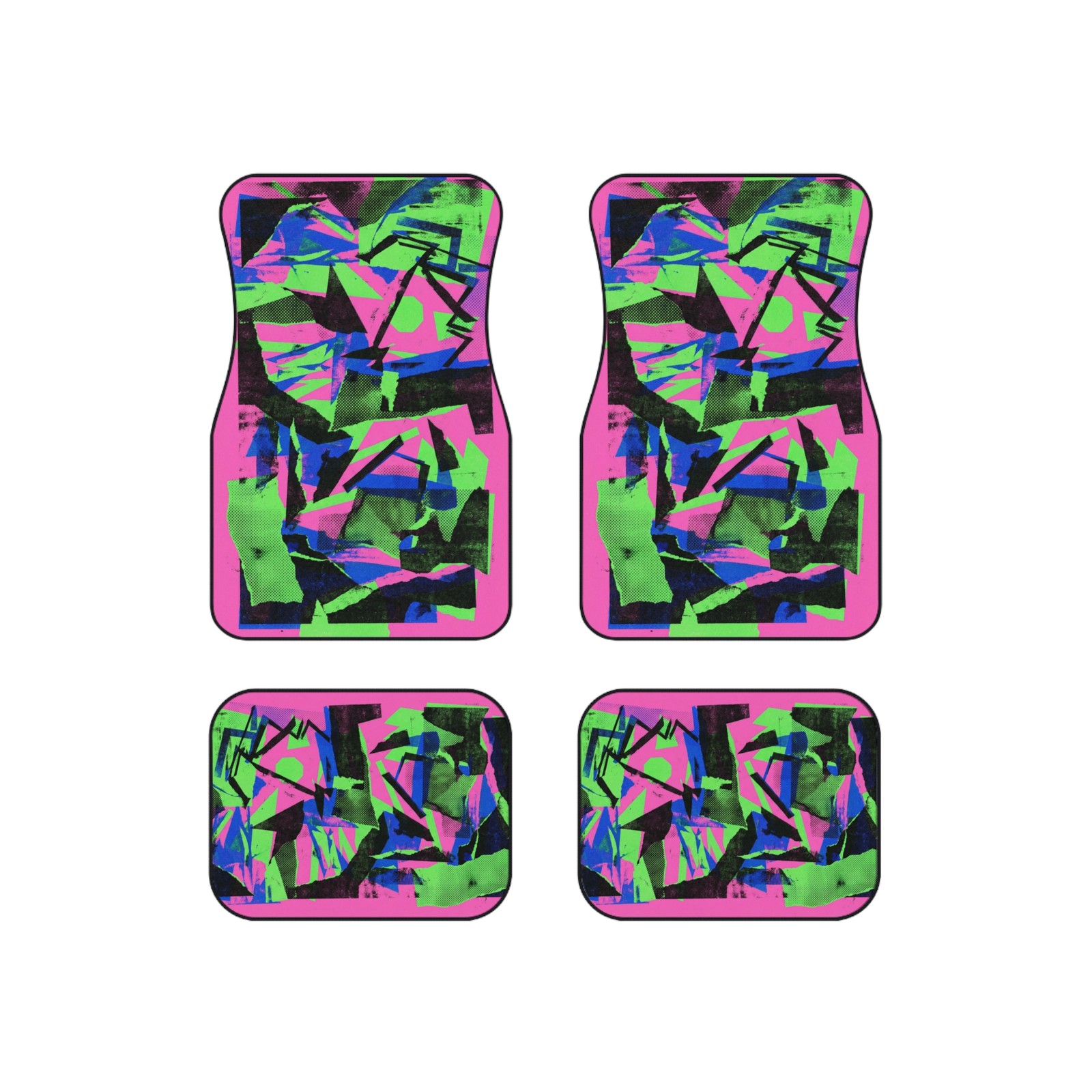 90's Neon Abstract Collage Car Floor Mats | Retro Arcade Style Pattern 90's Neon Abstract Collage Car Floor Mats | Retro Arcade Style Pattern