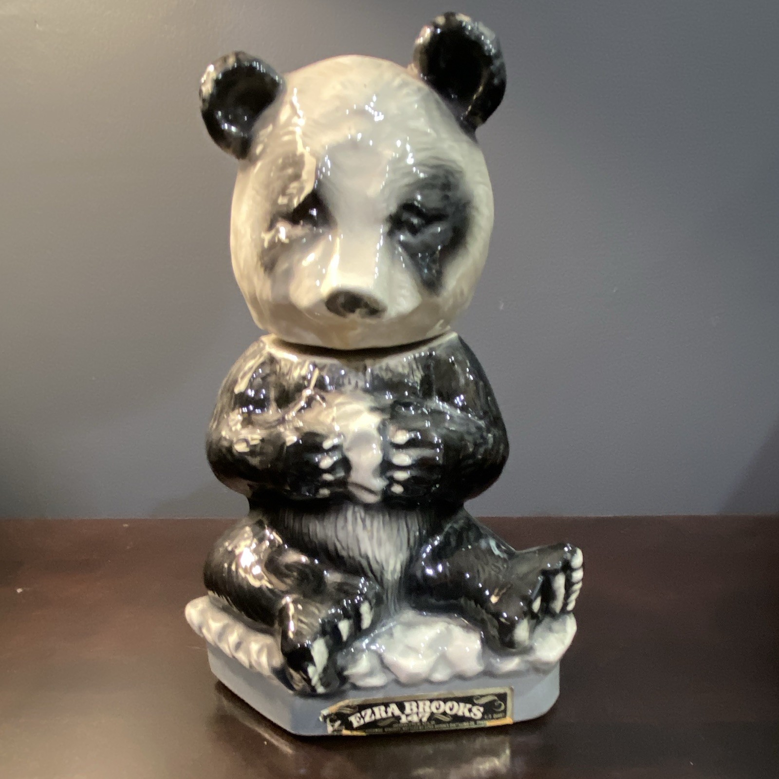Vintage 1972 Ezra Brooks Panda Bear Heritage China Decanter w/ Stopper