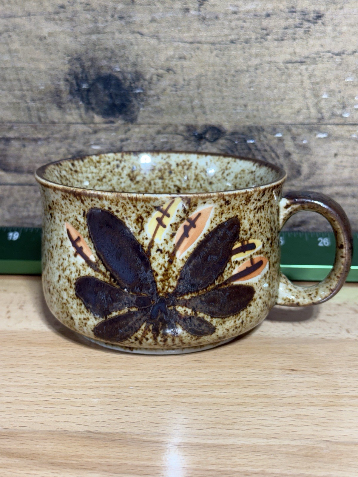 🔥VTG Stoneware Pottery Bowl Mug Otagiri Style Brown Floral Flower Speckled 🔥VTG Stoneware Pottery Bowl Mug Otagiri Style Brown Floral Flower Speckled
