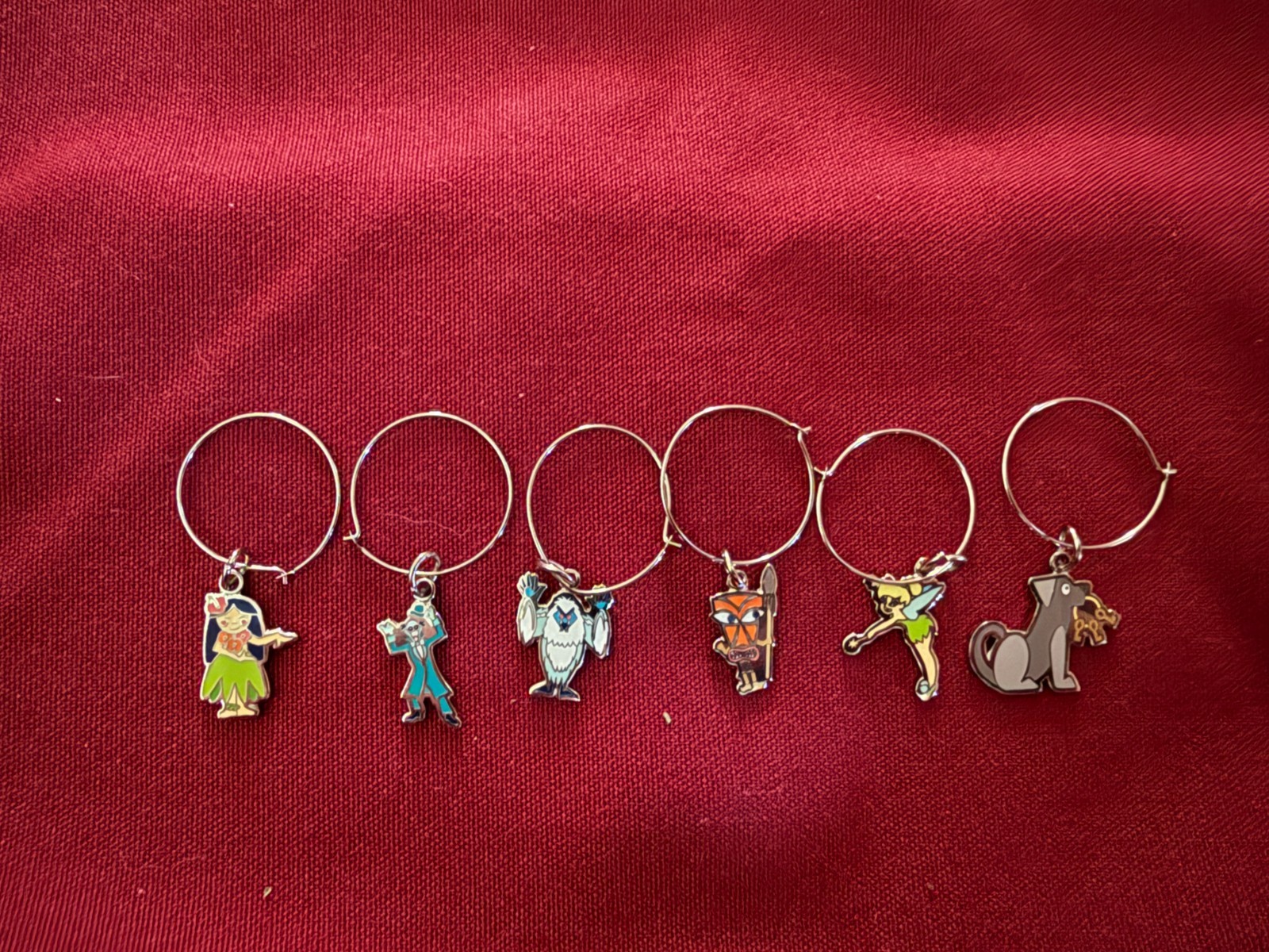 6 Retro Disney Wine Charms Featuring Disneyland Park Icons