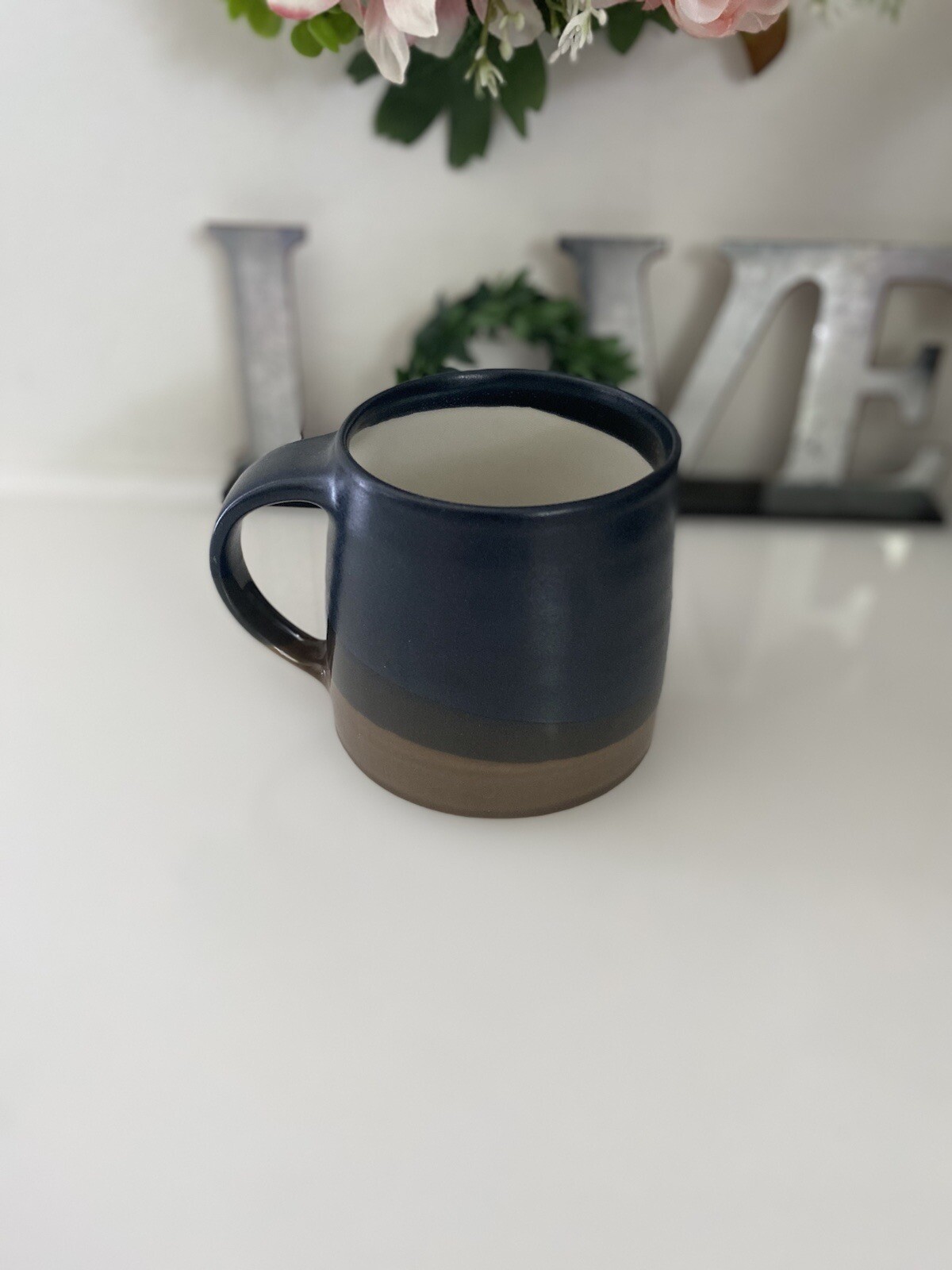 1 Kinto Mug SCS Slow Coffee Style Navy Blue Brown Porcelain Made In Japan EUC