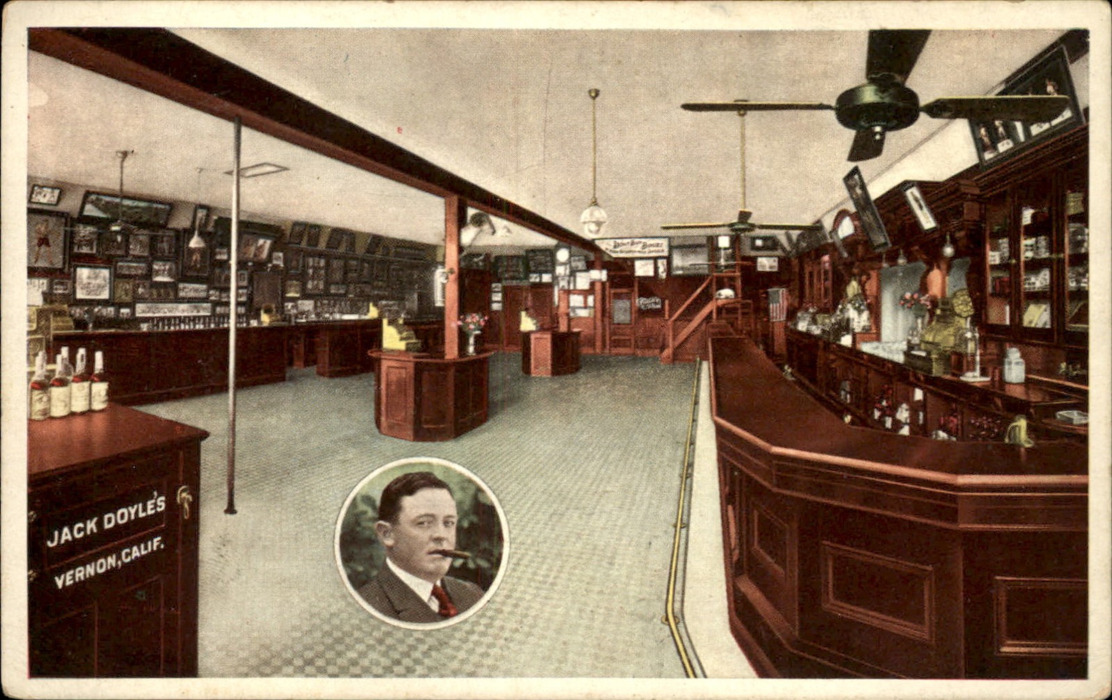 Vernon CA Bar Interior Jack Doyle\'s Geo. Rice & Sons c1910s Vintage Postcard bhn