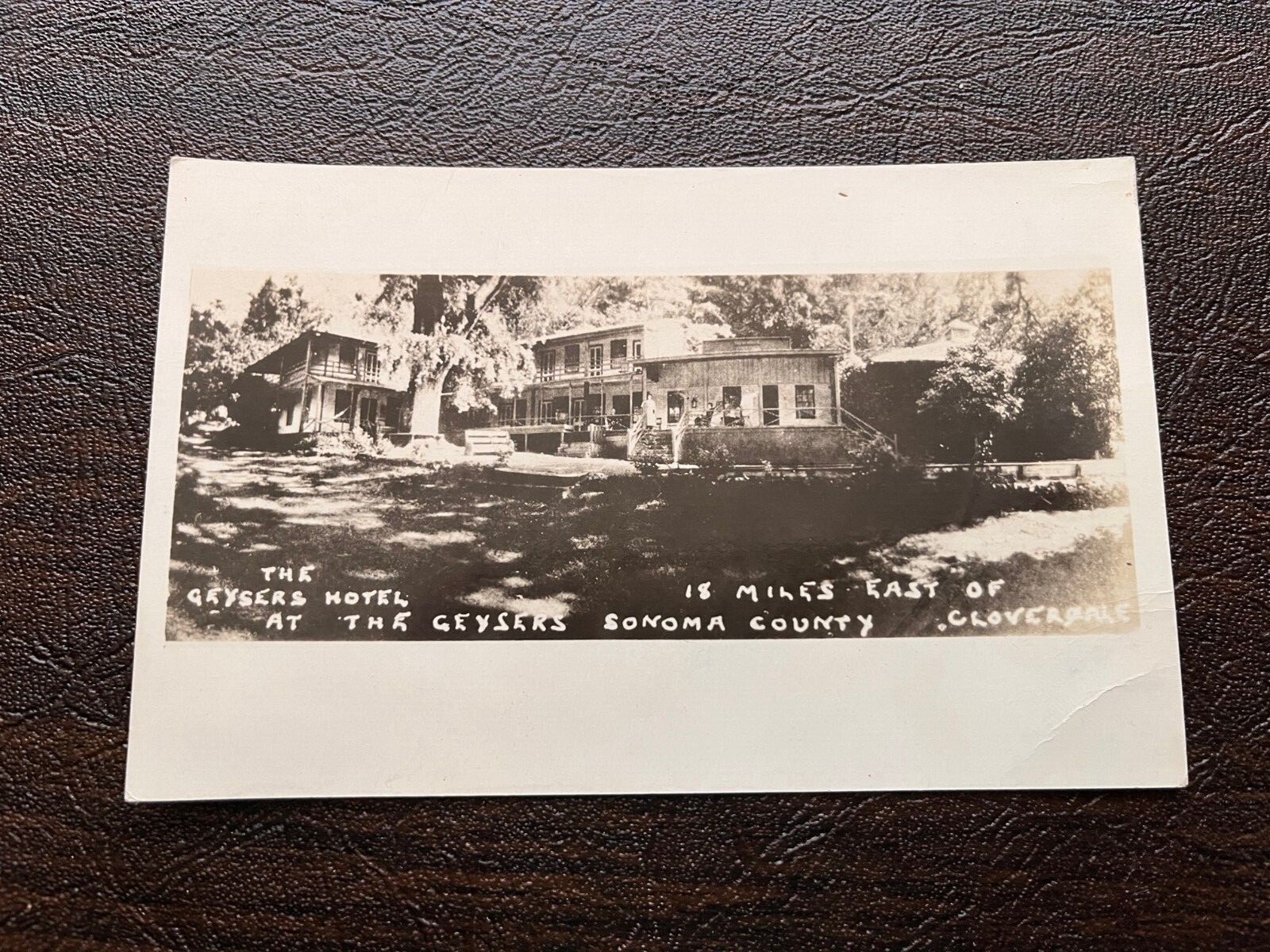 RPPC Cloverdale California Scene at The Geysers Hotel 1929 Sonoma County