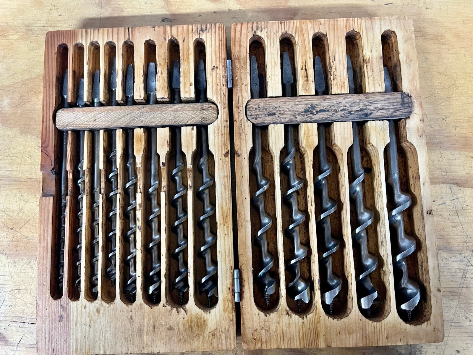 Vintage C.I. Falls Swedish Pro Grade 13 Pc Box Set Auger Hand Drill Brace Bits