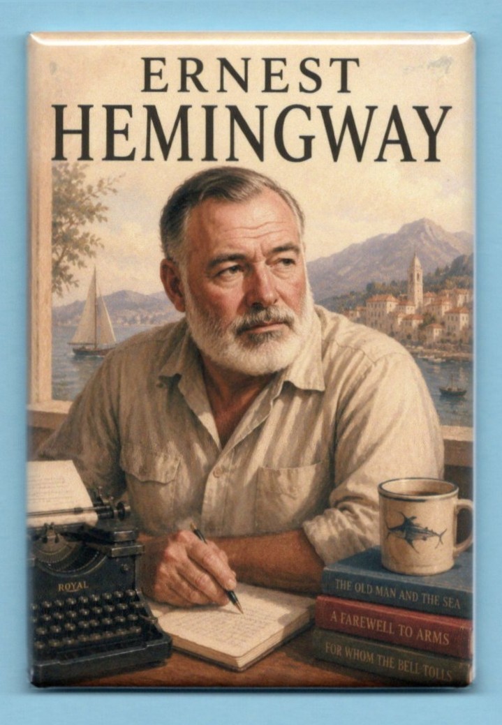 ERNEST HEMINGWAY *2X3 FRIDGE MAGNET* AUTHOR NOVELIST FOR WHOM THE BELL TOLLS 