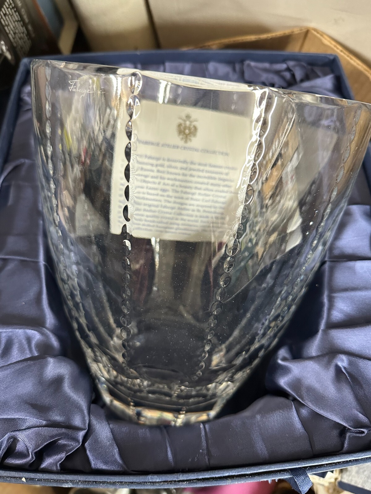 FABERGE BRISTOL MEDIUM 9 INCH VASE NEW - AUTHORIZED SELLER, DAMAGED BOX