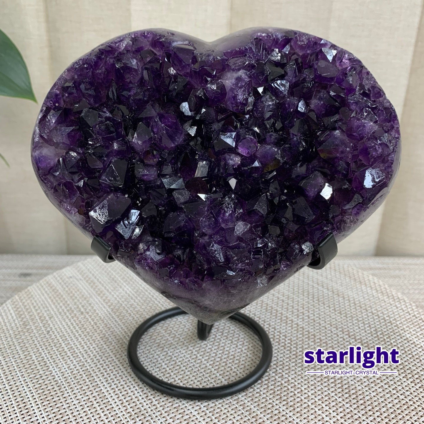 3LB Purple Amethyst Agate Heart Carving Natural Crystal Ornament Home Gif+base
