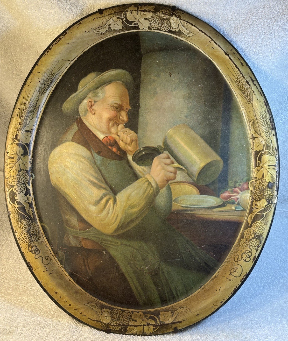 c. 1906 Polley & Batteiger Grocer Butcher Transfer PA Antique Advertising Tray