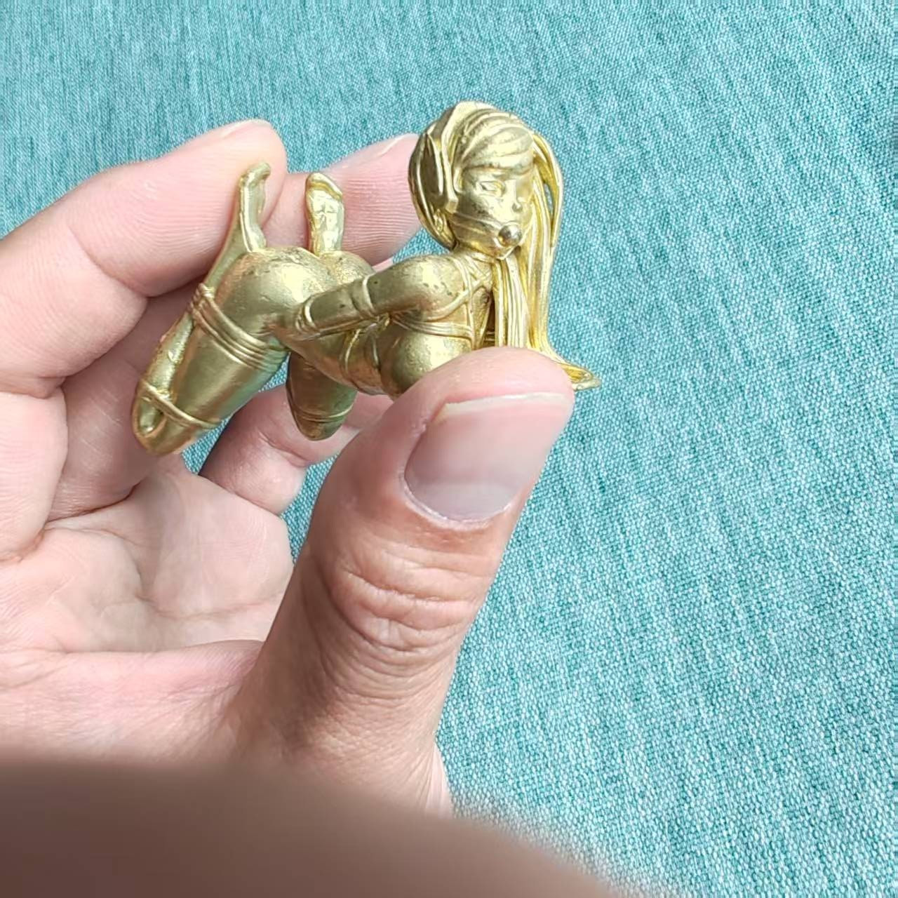 58mm Golden Copper Figure Girl Beauty Lying Down Body Big Plump Model Statue Toy