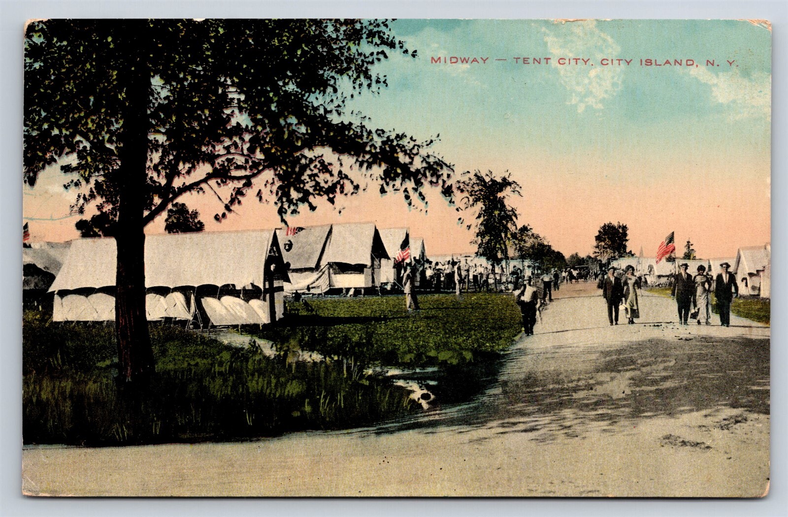 Postcard NY City Island Bronx New York Midway at Tent City c1910s AN21 Postcard NY City Island Bronx New York Midway at Tent City c1910s AN21