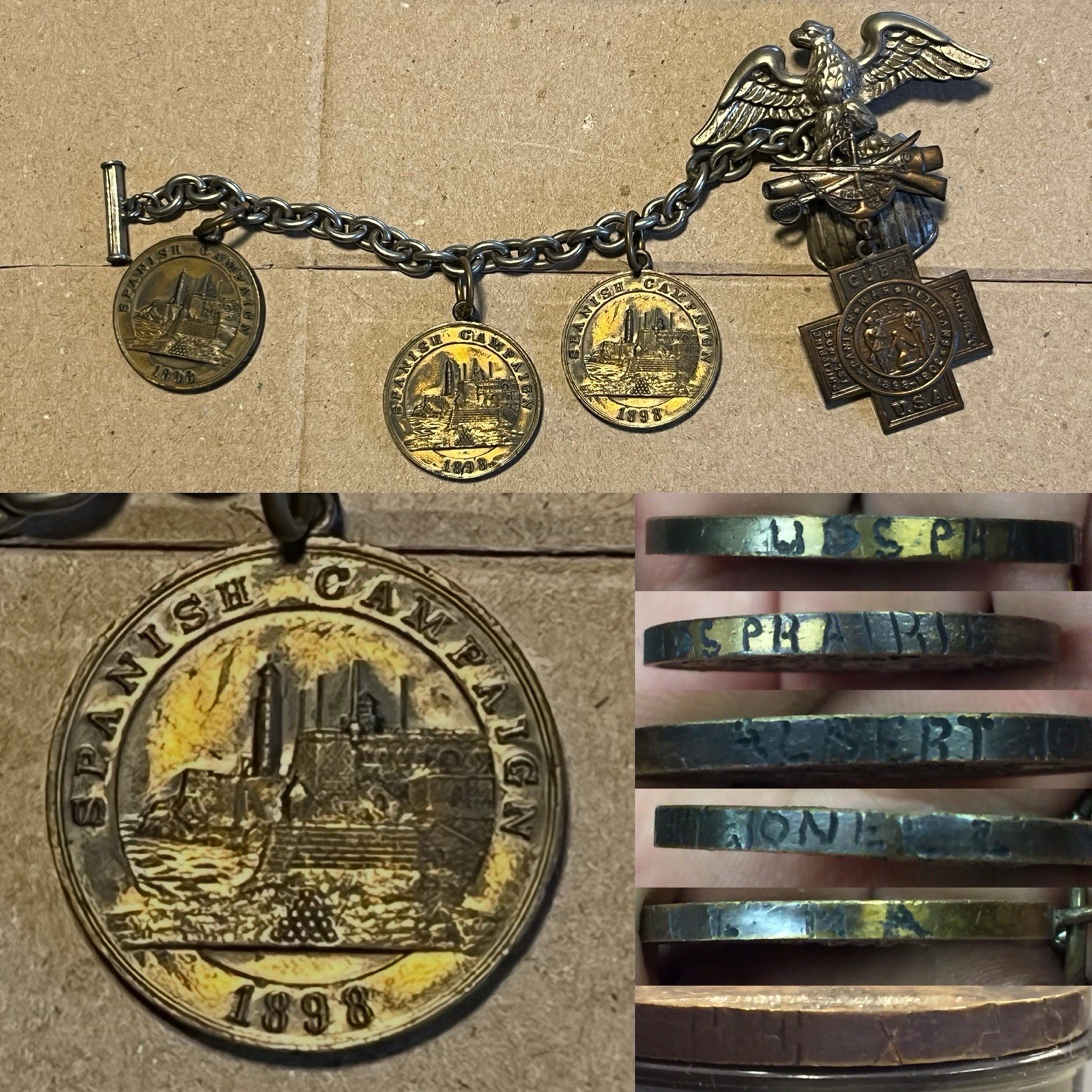 Navy 1898 Spanish Campaign Medal 1923 Bastian Bros Contract Engraved Name Texas